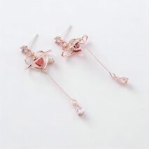 Chic CZ Inlaid Crystal Heart Dangle Earrings - ArtGalleryZen