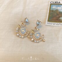 Chic CZ Inlaid Cupid Arrow Heart Dangle Earrings - ArtGalleryZen