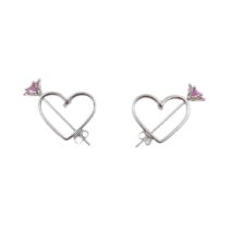 Chic CZ Inlaid Cupid Arrow Heart Earrings - ArtGalleryZen
