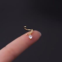 Chic CZ Inlaid Dangle Nose Piercing Hoop Nose Ring - ArtGalleryZen