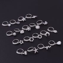 Chic CZ Inlaid Dangle Nose Piercing Hoop Nose Ring - ArtGalleryZen