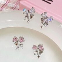 Chic CZ Inlaid Dangle Star Crystal Butterfly Bowknot Earrings - ArtGalleryZen