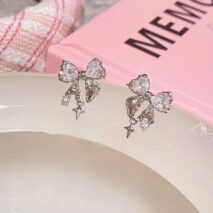 Chic CZ Inlaid Dangle Star Crystal Butterfly Bowknot Earrings - ArtGalleryZen