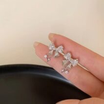 Chic CZ Inlaid Dangle Star Crystal Butterfly Bowknot Earrings - ArtGalleryZen
