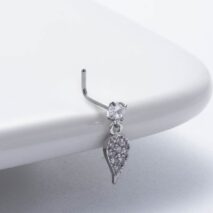 Chic CZ Inlaid Dangling Crown Floral Stainless Steel Nose Piercing Nose Stud - ArtGalleryZen