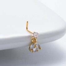 Chic CZ Inlaid Dangling Crown Floral Stainless Steel Nose Piercing Nose Stud - ArtGalleryZen