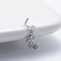 Chic CZ Inlaid Dangling Crown Floral Stainless Steel Nose Piercing Nose Stud - ArtGalleryZen