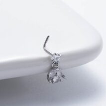 Chic CZ Inlaid Dangling Crown Floral Stainless Steel Nose Piercing Nose Stud - ArtGalleryZen