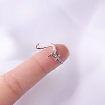 Chic CZ Inlaid Dangling Nose Piercing Nose Hoop - ArtGalleryZen