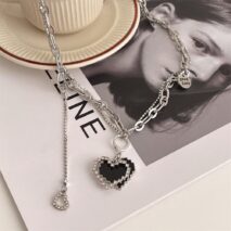 Chic CZ Inlaid Detachable Heart Earrings Necklace - ArtGalleryZen
