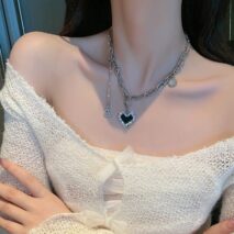 Chic CZ Inlaid Detachable Heart Earrings Necklace - ArtGalleryZen