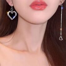 Chic CZ Inlaid Detachable Heart Earrings Necklace - ArtGalleryZen
