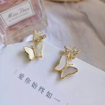 Chic CZ Inlaid Duo Butterfly Dangle Earrings - ArtGalleryZen