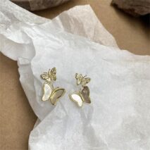 Chic CZ Inlaid Duo Butterfly Dangle Earrings - ArtGalleryZen