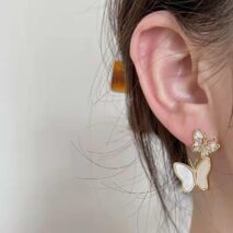 Chic CZ Inlaid Duo Butterfly Dangle Earrings - ArtGalleryZen
