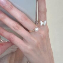 Chic CZ Inlaid Enamel Butterfly Fritillaria Open Ring - ArtGalleryZen