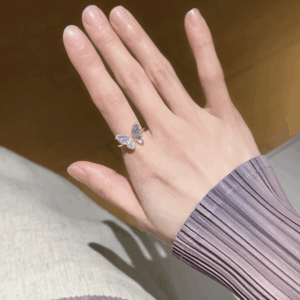 Chic CZ Inlaid Enamel Butterfly Fritillaria Open Ring - ArtGalleryZen