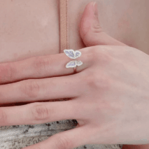 Chic CZ Inlaid Enamel Butterfly Fritillaria Open Ring - ArtGalleryZen
