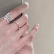 Chic CZ Inlaid Enamel Butterfly Fritillaria Open Ring - ArtGalleryZen