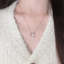Chic CZ Inlaid Enamel Butterfly Heart Ring Necklace - ArtGalleryZen