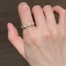 Chic CZ Inlaid Enamel Butterfly Open Ring - ArtGalleryZen