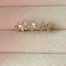 Chic CZ Inlaid Enamel Butterfly Open Ring - ArtGalleryZen
