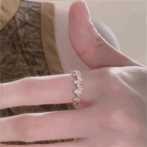 Chic CZ Inlaid Enamel Butterfly Open Ring - ArtGalleryZen