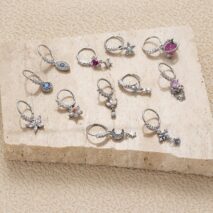 Chic CZ Inlaid Floral Arrow Heart Moon Star Dangling Nose Piercing Hoop - ArtGalleryZen