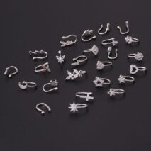 Chic CZ Inlaid Floral Butterfly Heart Star Non Piercing Ear Nose Cuff - ArtGalleryZen