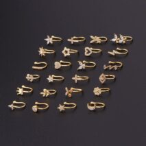 Chic CZ Inlaid Floral Butterfly Heart Star Non Piercing Ear Nose Cuff - ArtGalleryZen