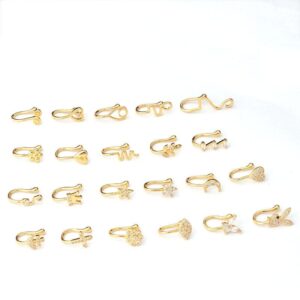 Chic CZ Inlaid Floral Heart Evil Eye Moon Star Non Piercing Nose Cuff - ArtGalleryZen