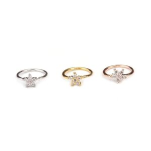 Chic CZ Inlaid Floral Stone Nose Piercing Nose Hoop - ArtGalleryZen
