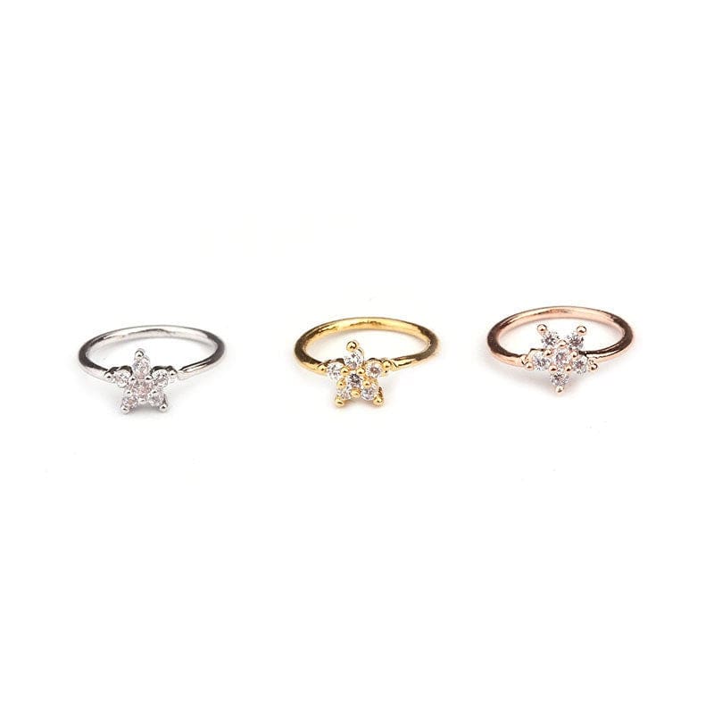 Chic CZ Inlaid Floral Stone Nose Piercing Nose Hoop - ArtGalleryZen