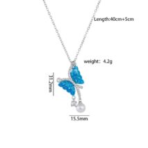 Chic CZ Inlaid Gradient Butterfly Pearl Pendant Cable Chain Necklace - ArtGalleryZen