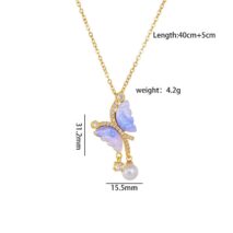 Chic CZ Inlaid Gradient Butterfly Pearl Pendant Cable Chain Necklace - ArtGalleryZen
