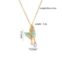 Chic CZ Inlaid Gradient Butterfly Pearl Pendant Cable Chain Necklace - ArtGalleryZen