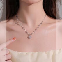 Chic CZ Inlaid Heart Chain Necklace - ArtGalleryZen