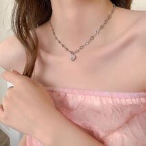 Chic CZ Inlaid Heart Chain Necklace - ArtGalleryZen