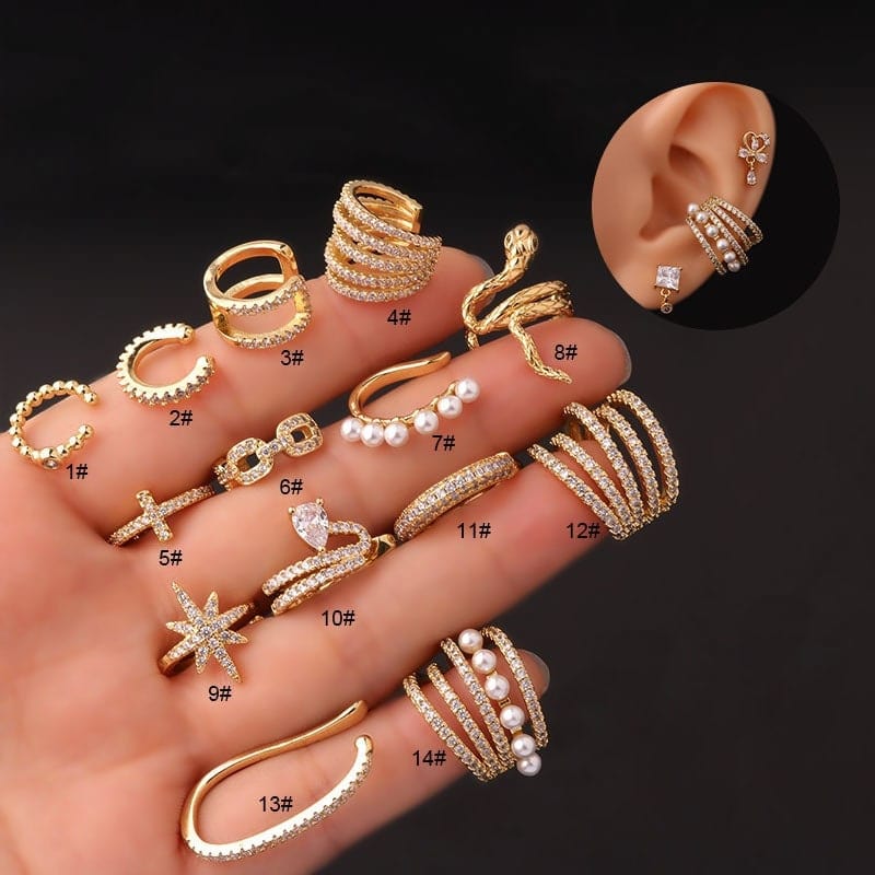 Chic CZ Inlaid Helix Non Piercing Ear Cuff Earring - ArtGalleryZen