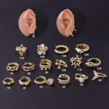 Chic CZ Inlaid Helix Piercing Hoop Earring - ArtGalleryZen