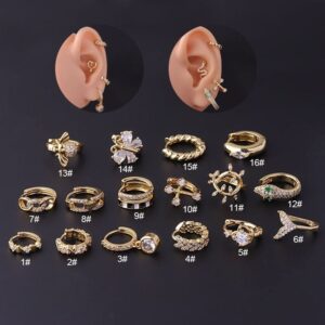 Chic CZ Inlaid Helix Piercing Hoop Earring - ArtGalleryZen