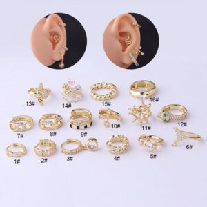 Chic CZ Inlaid Helix Piercing Hoop Earring - ArtGalleryZen