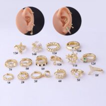 Chic CZ Inlaid Helix Piercing Hoop Earring - ArtGalleryZen