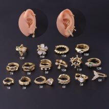 Chic CZ Inlaid Helix Piercing Hoop Earring - ArtGalleryZen