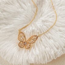 Chic CZ Inlaid Hollowed-out Butterfly Necklace - ArtGalleryZen