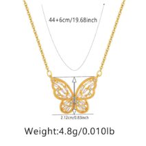 Chic CZ Inlaid Hollowed-out Butterfly Necklace - ArtGalleryZen