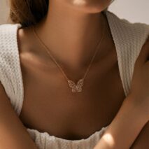 Chic CZ Inlaid Hollowed-out Butterfly Necklace - ArtGalleryZen