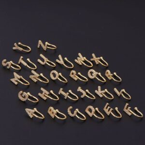 Chic CZ Inlaid Initial Letter Non Piercing Nose Cuff Nose Ring - ArtGalleryZen