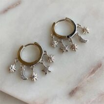 Chic CZ Inlaid Moon Phase Star Tassel Earrings - ArtGalleryZen
