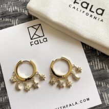 Chic CZ Inlaid Moon Phase Star Tassel Earrings - ArtGalleryZen